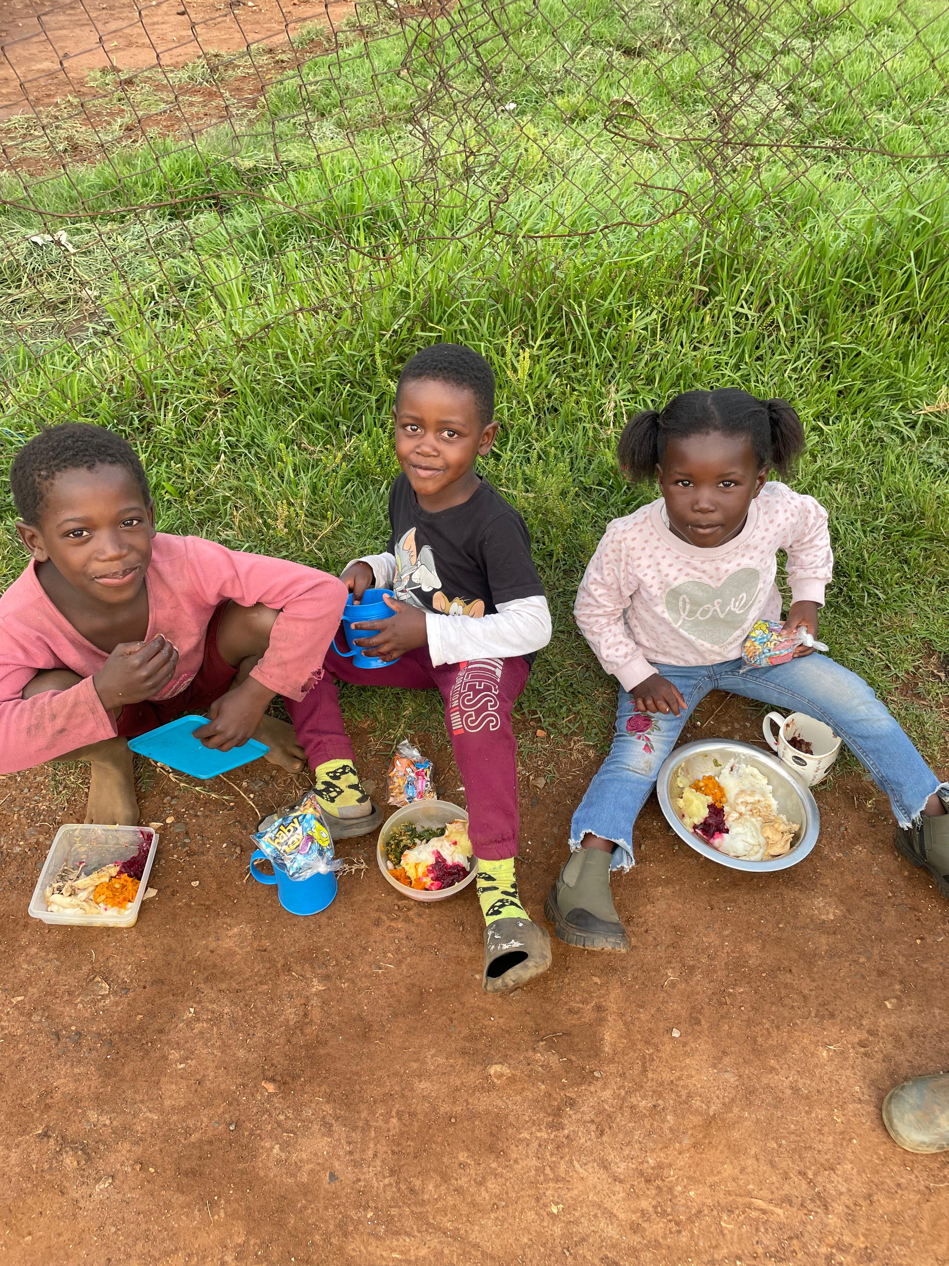 Kids eating with smiles